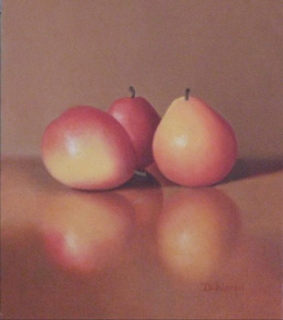 fine art paintings for sale: still life oil painting - pears in reflection by Leah Kristin Dahlgren