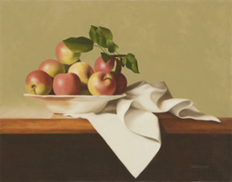 fine art paintings for sale: still life oil painting "Apples in a Bowl" by Leah Kristin Dahlgren