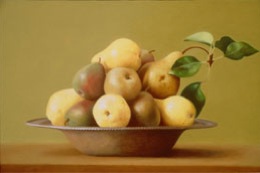 fine art prints for sale: still life print \"Pears in a Bowl\" by Leah Kristin Dahlgren