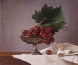 still life oil painting "grapes" by leah kristin dahlgren